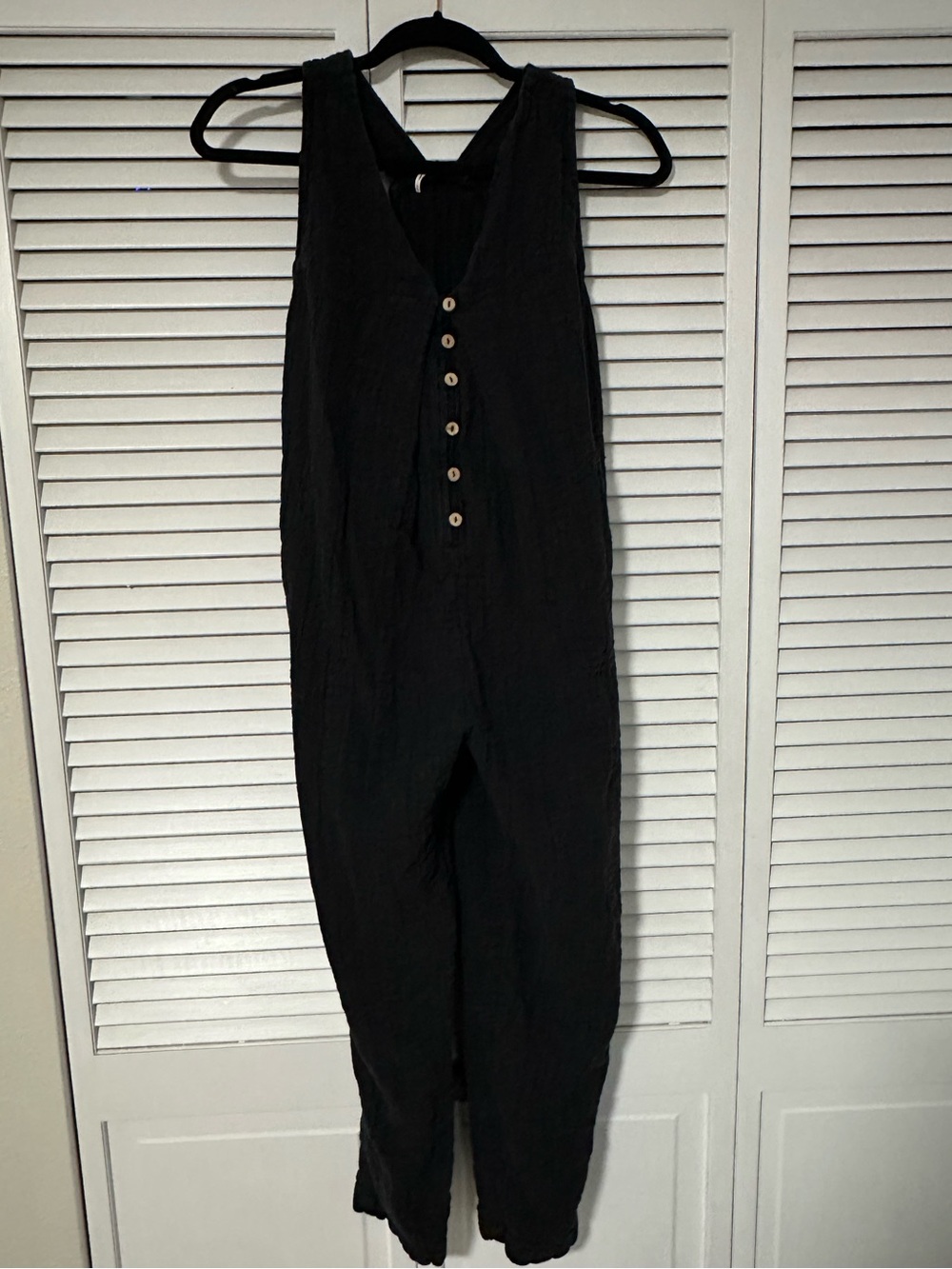 Free People Black Sleeveless Button-Front Romper Jumpsuit